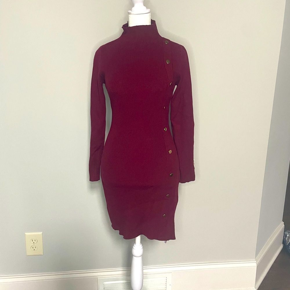 NWOT SHEIN Burgundy Knit Sweater Dress